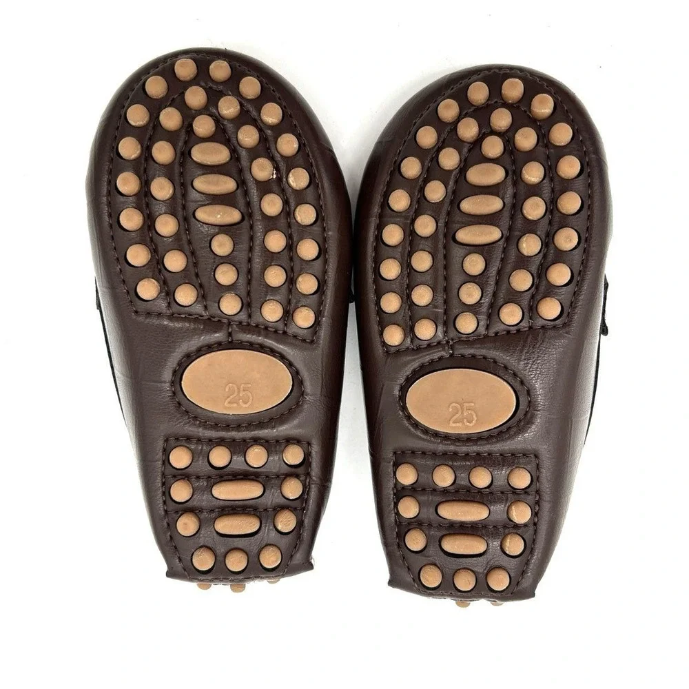Chitsmart Dark Brown Vegan Leather Tassel Moccasin Loafer Toddler Shoes Size 25